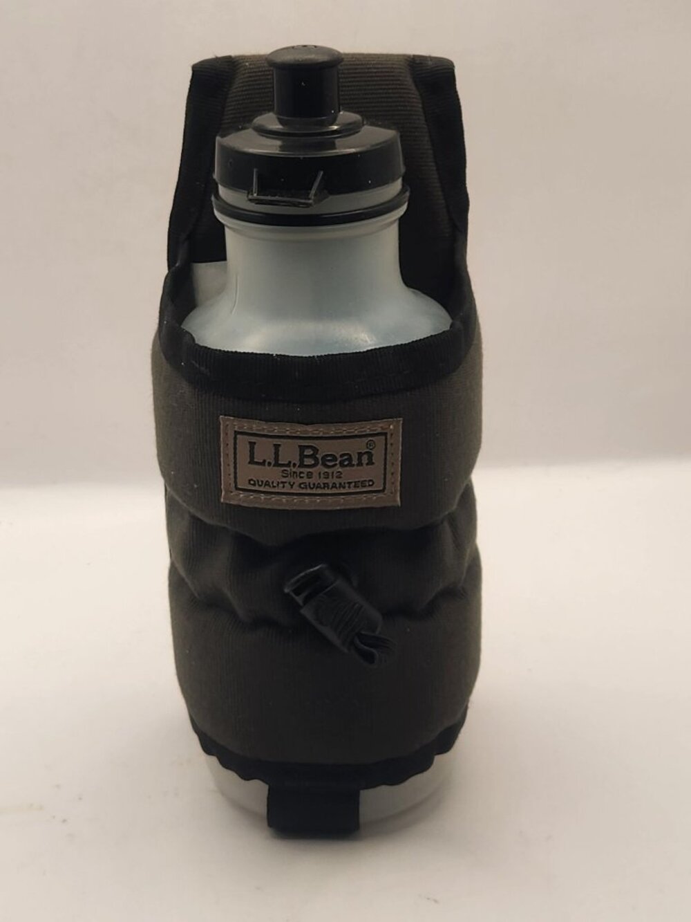 L.L.Bean insulated water bottle holder with a water bottle.